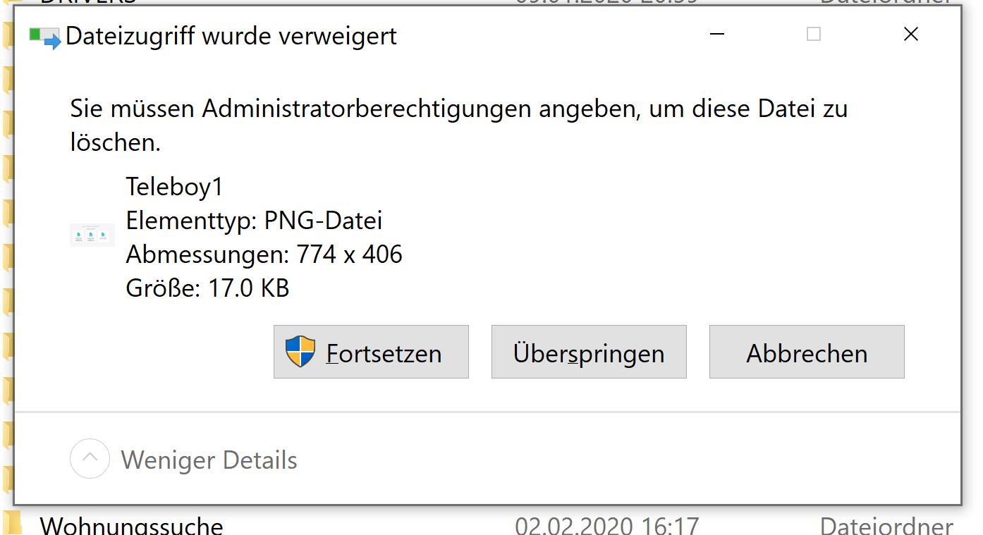 Datei löschen: Dateizugriff wurde verweigert