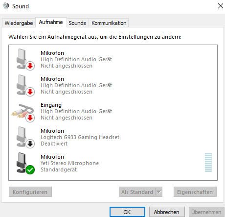 Mikrofon wird vom System erkannt aber es geht trotzdem nicht. (Windows 10)