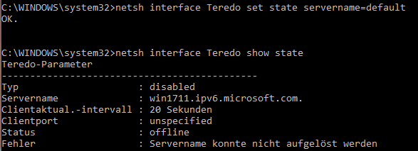 Windows 10 Teredo-Tunneling-Adapter nicht auffindbar/installierbar