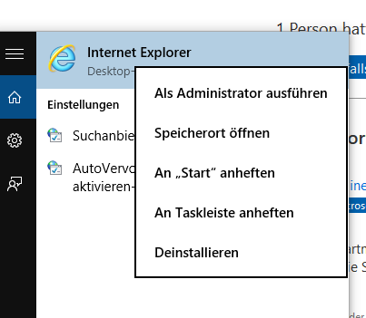Wie bekomme ich den Internet Explorer zurück?
