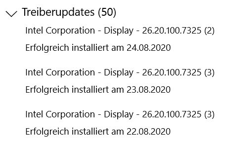 Intel Corporation - Display - 26.20.100.7325 Treiber wird nicht installiert