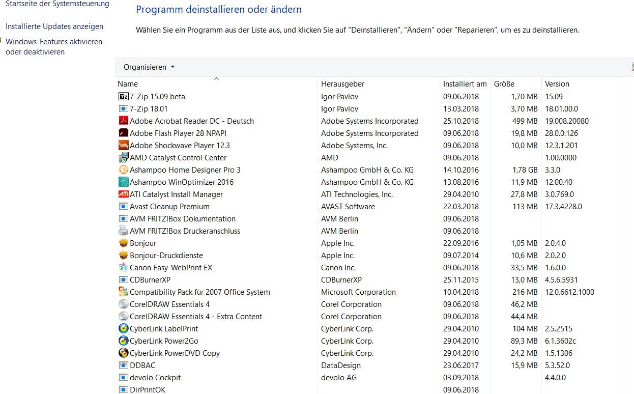 Funktionsupdate 1809