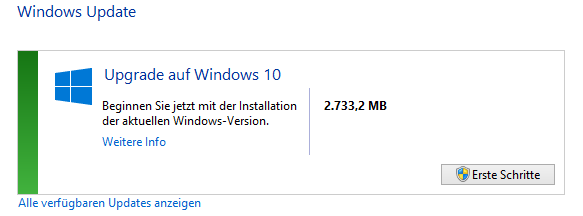 Upgrade auf Windows 10 Home fehlgeschlagen, Code 80004005