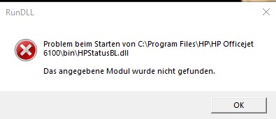 Problem beim Starten von C:\Program Files\HP\HP Officejet 6100\bin\HPStatus.BL.dll