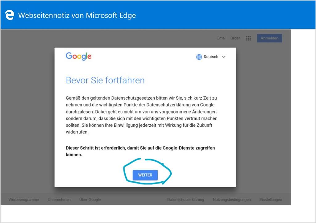 Edge und Google