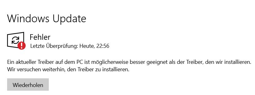 Windows Update Fehler - Treiber