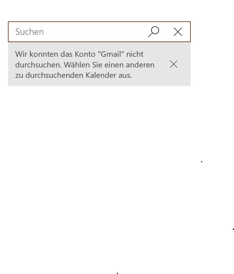 Kalender nicht durchsuchbar