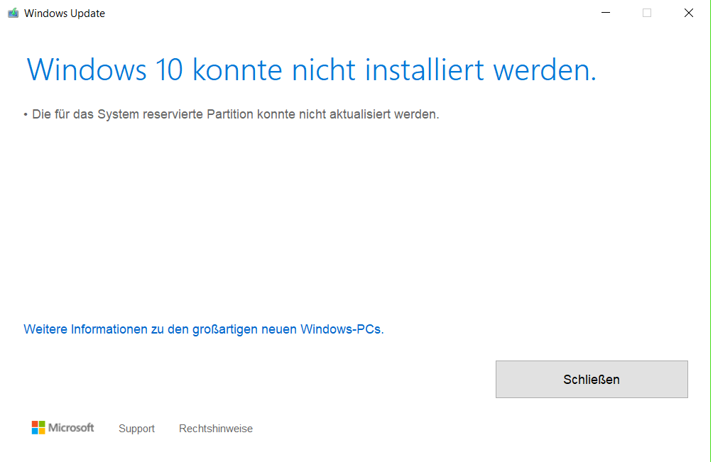 Problem bei Windows 10 - 1809er Update