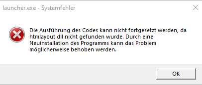launcher.exe- Systemfehler