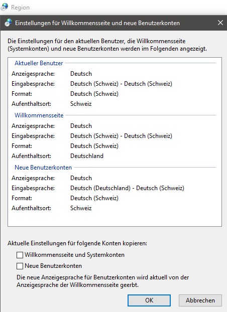 Tastatur Sprachen entfernen Build 1903