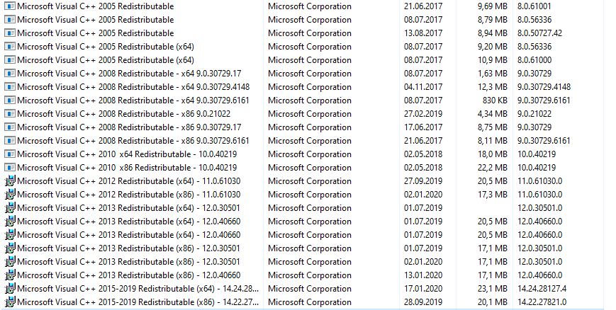 Brauch ich diese ganzen Programme microsoft visual c++?