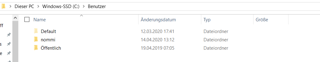 Name meines Userfolders von Windows automatisch gekürzt