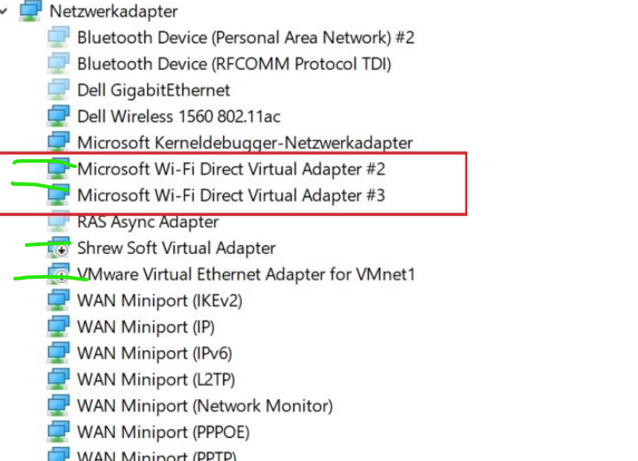 Microsoft Wi-Fi Direct Virtual Adapter verursacht Probleme und lässt sich nicht deinstallieren.