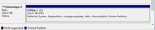 Datenträgerverwaltung nur eine Partition.