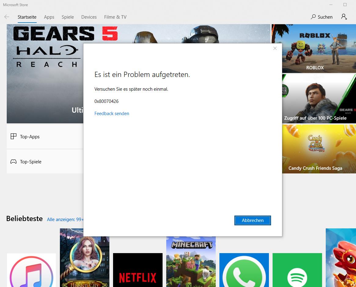 Microsoft Store Error/Slow - 0x80070426