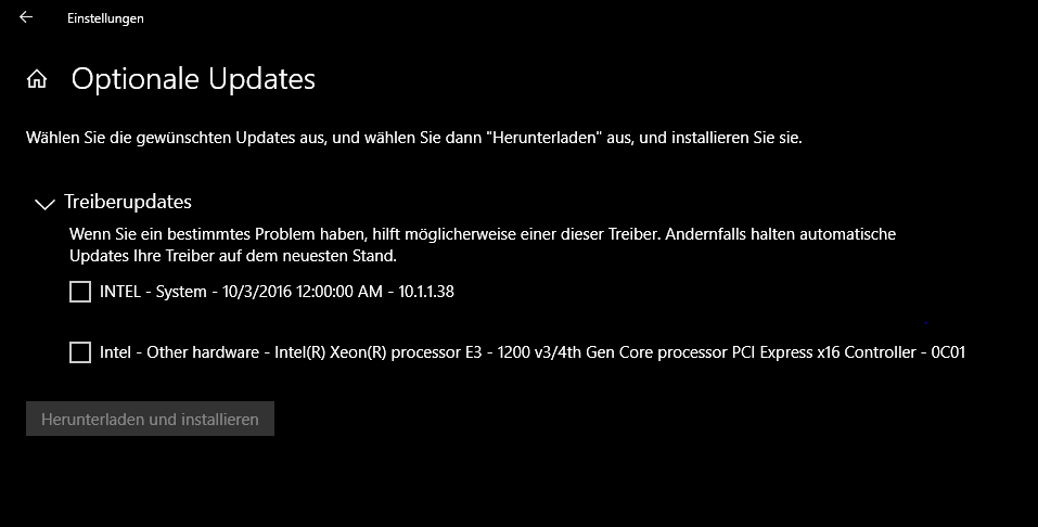 Nicht zuordenbares Treiberupdate