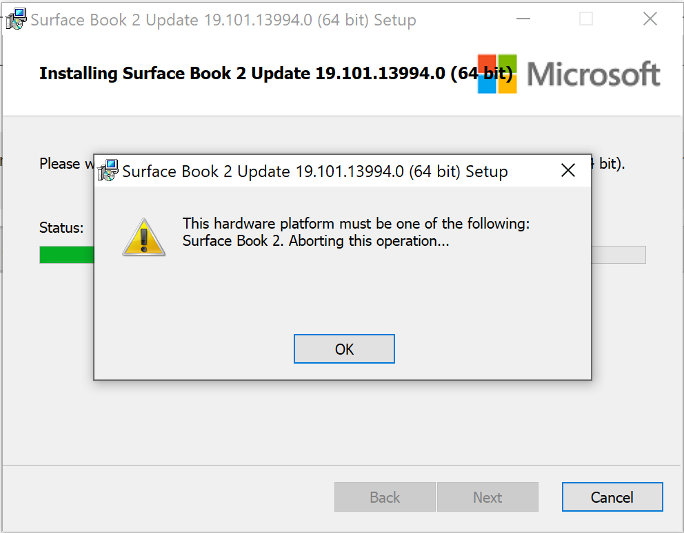 Surface book 2 can´t update my diver