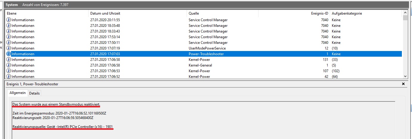 Standbymodus; Windows 10 aktiviert sich nach wenigen Sekunden ständig selbst