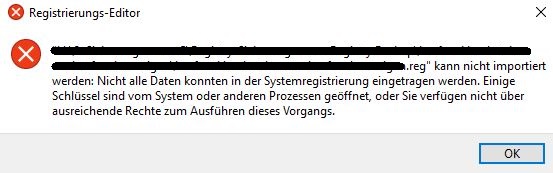 Rückspielen einer Reg-Sicherung bei Window 10 schlägt fehl