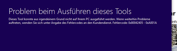 Media Creation Tool 1809 Fehlermeldung