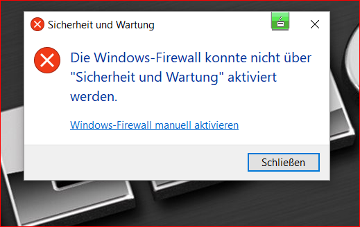 Bekomme die Defender Firewall nicht mehr aktiviert