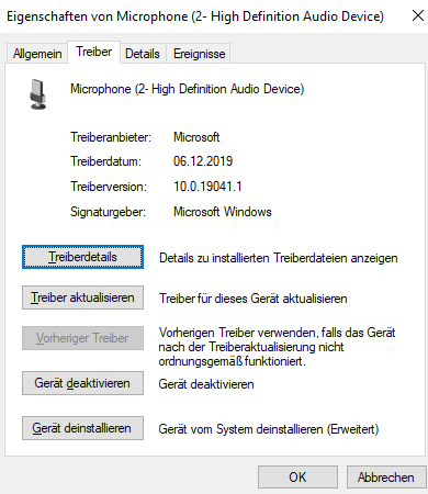 Audioeingang/Mikrofon Windows 10 funktioniert nicht