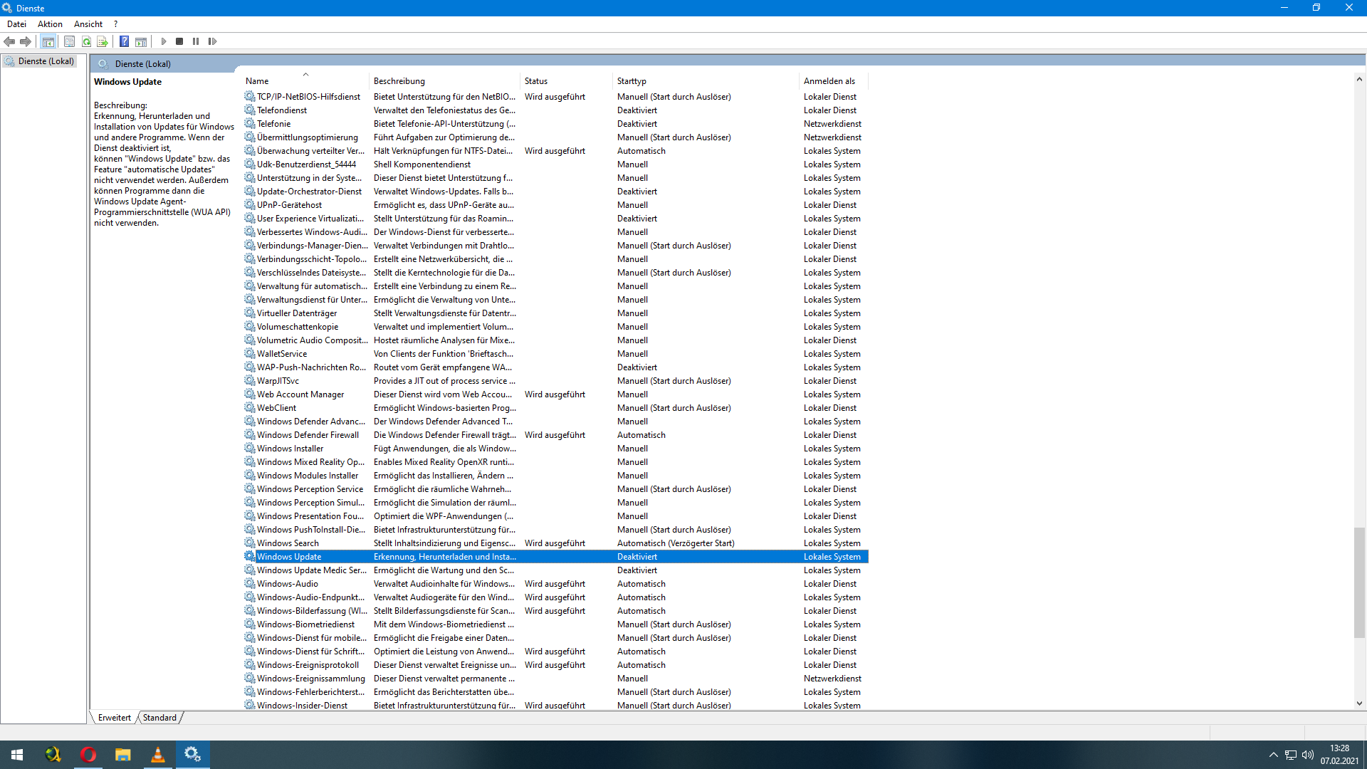 Microsoft 10 Update Fehler / bei Suche und im Dienst