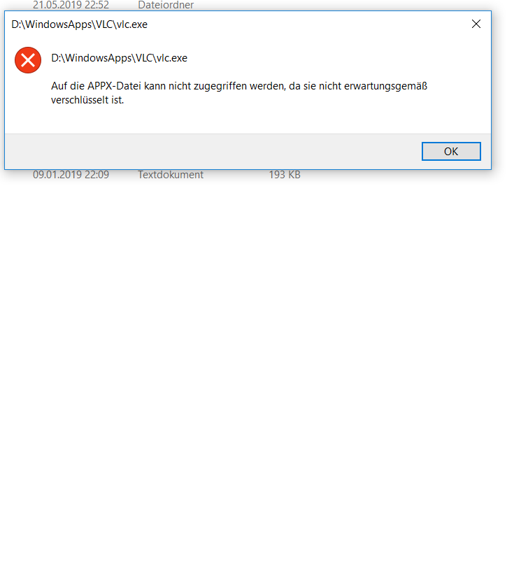 Auf die APPX Datei kann nicht zugegriffen werden, da sie nicht erwartungsgemäß...