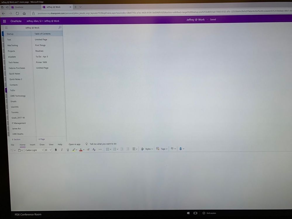 Edge: One Note display fail
