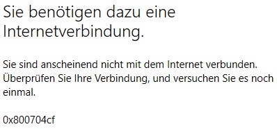 Ausgabe von "Kein Internet" trotz funktionierender Internetverbingung