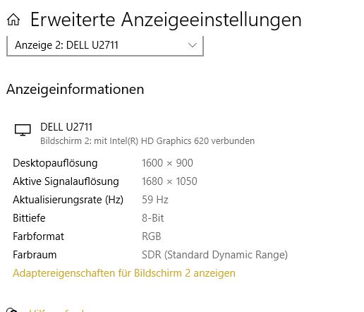 Bildschirmauflösung für externen Monitor