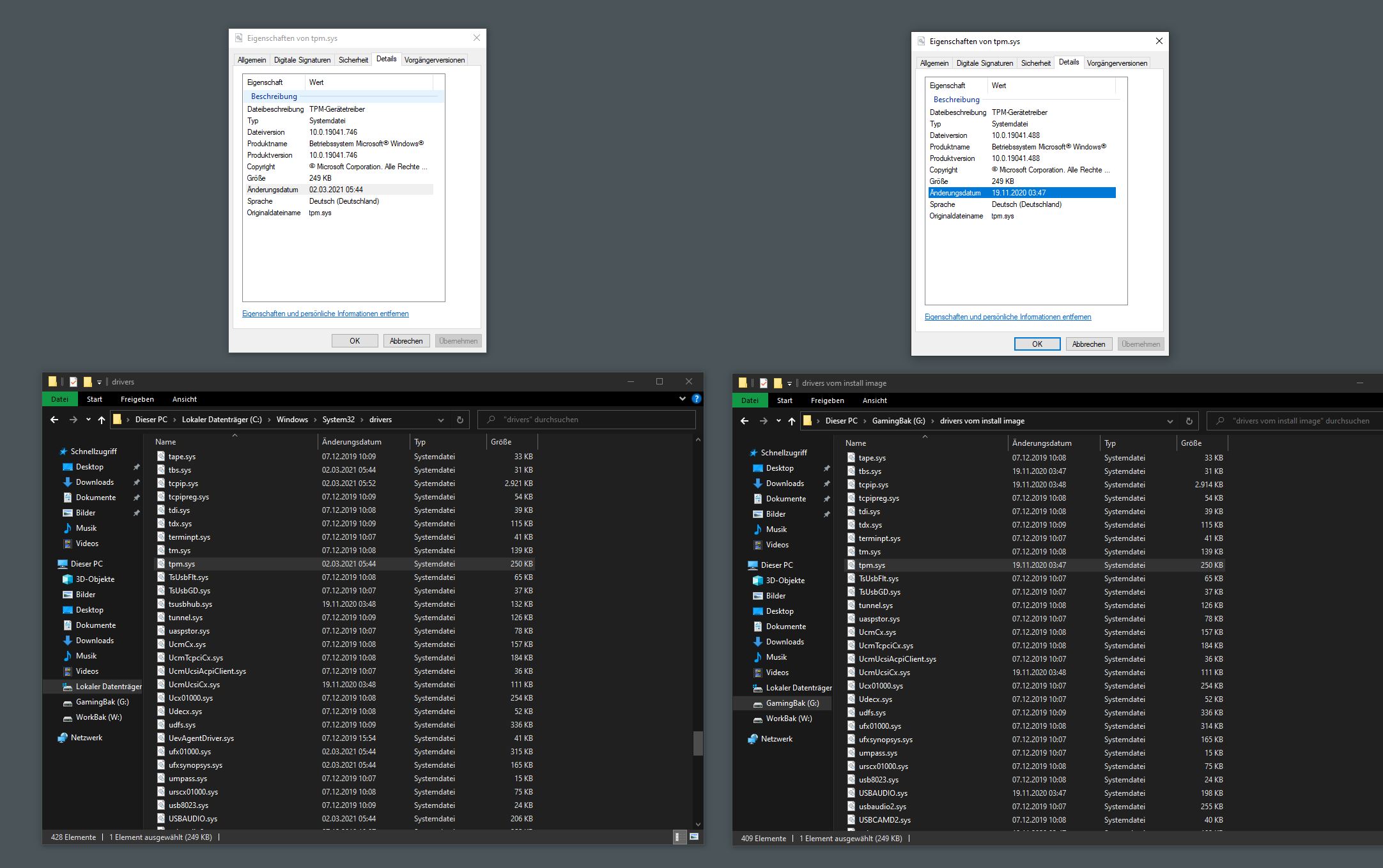 Warum ist mein Trusted Platform Module TPM treiber nach feature update nichtmehr codeinteger?
