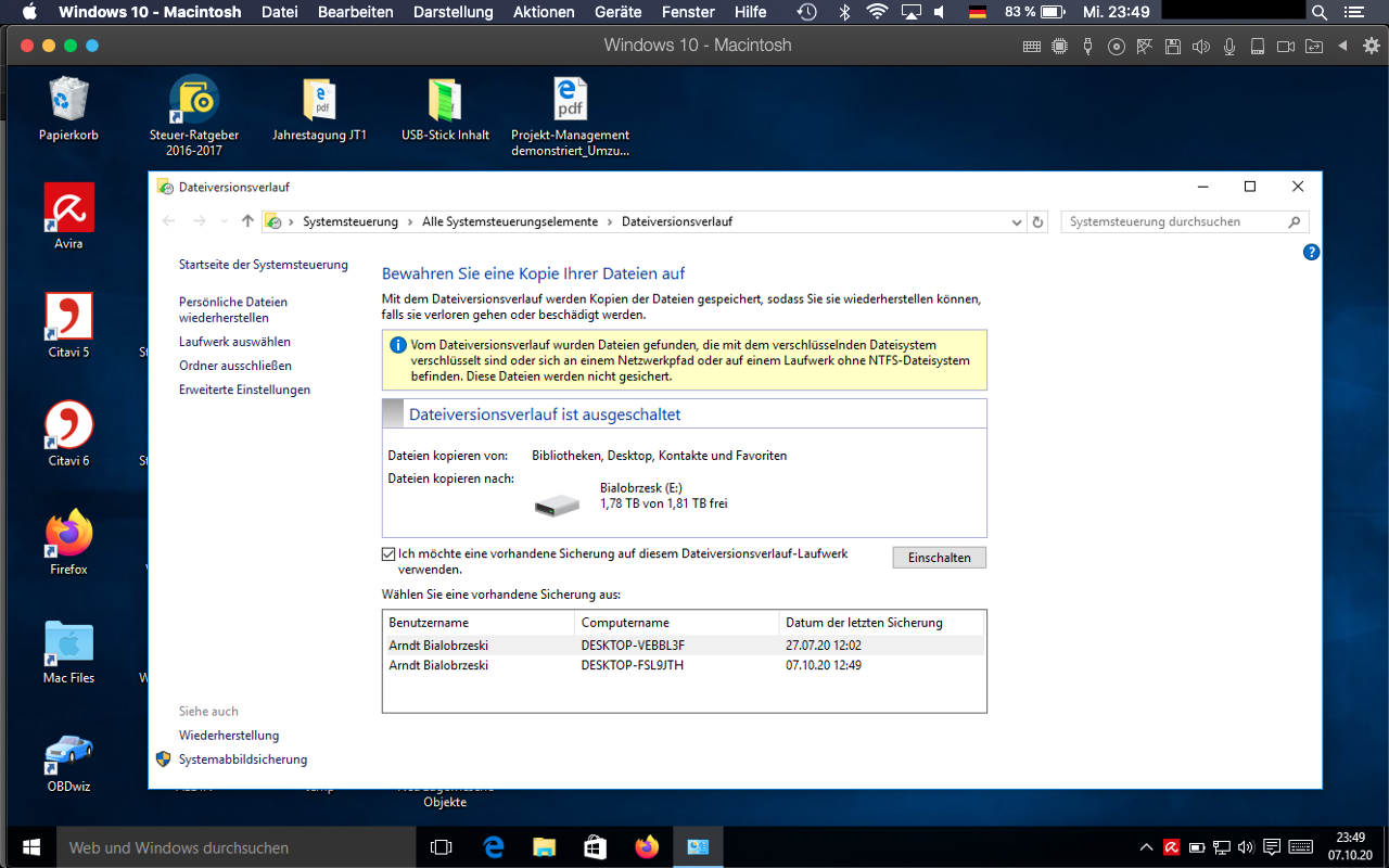 Warum kann ich eine alte Sicherung nicht auf meinem neu aufgesetzten Laptop...