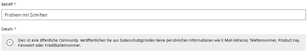 Problem mit Schriften