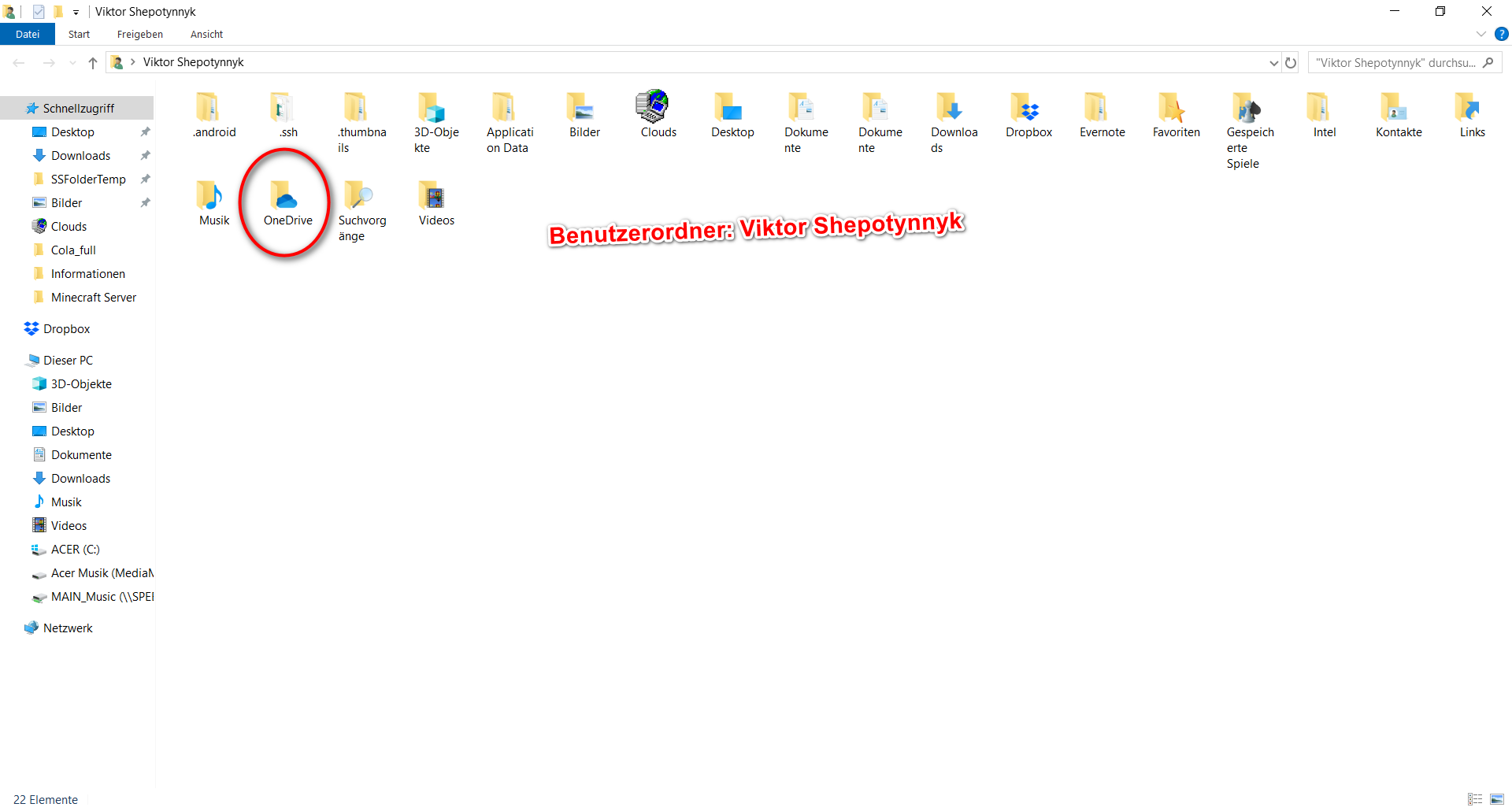 OneDrive erstellt einen zweiten Syncordner AUTOMATISCH im Benutzerordner!