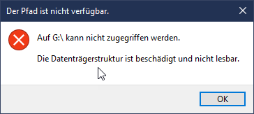 USB externe Festplatte NTFS, nach reaktivierung aus dem Energiesparmodus RAW