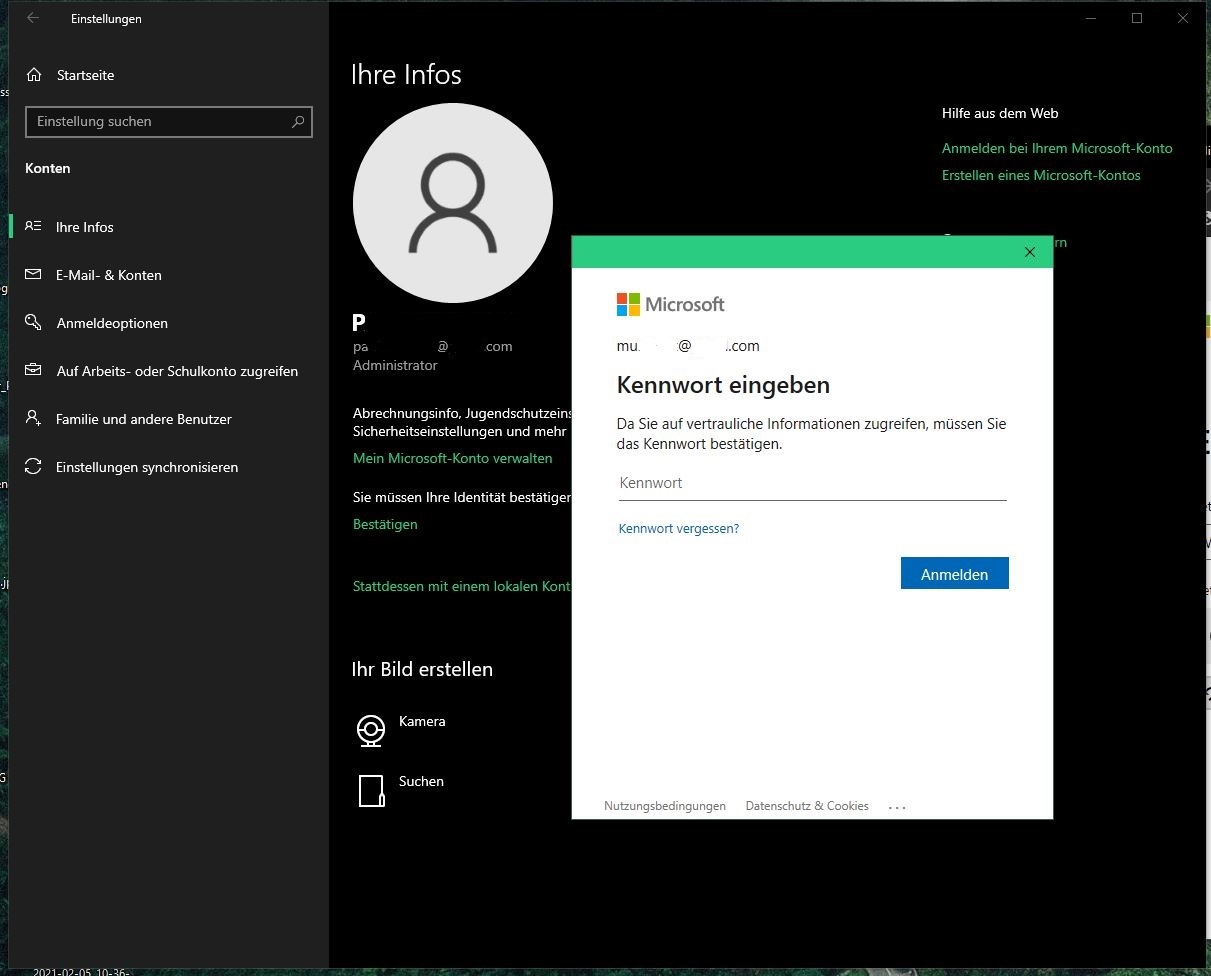 Wechsel der E-Mail Adresse des Microsoft Kontos führt zu Problemen in Windows 10