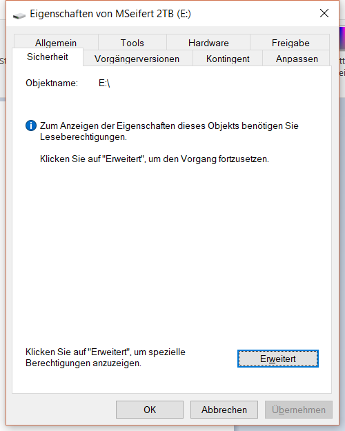 Zugriff verweigert auf externe Festplatte über USB-C Hub
