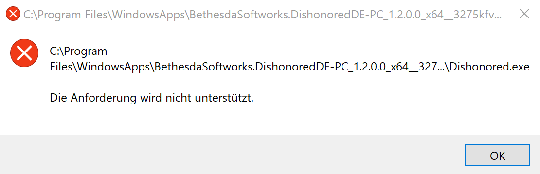 Kann das Spiel Dishonored nicht ausführen.