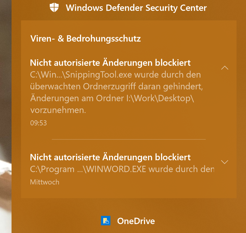 Windows Defender - Ransomware - Überwachter Ordnerzugriff - Verhindert Microsoft Programmen...