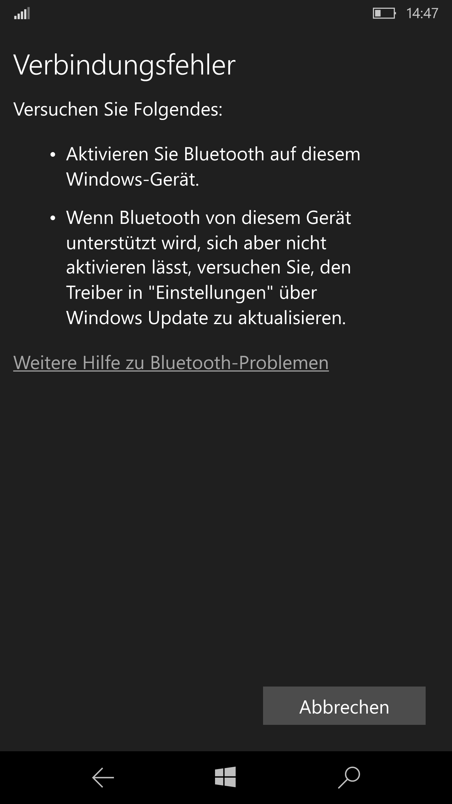 Lumia 950 XL erkennt Bluetoothgeräte nicht