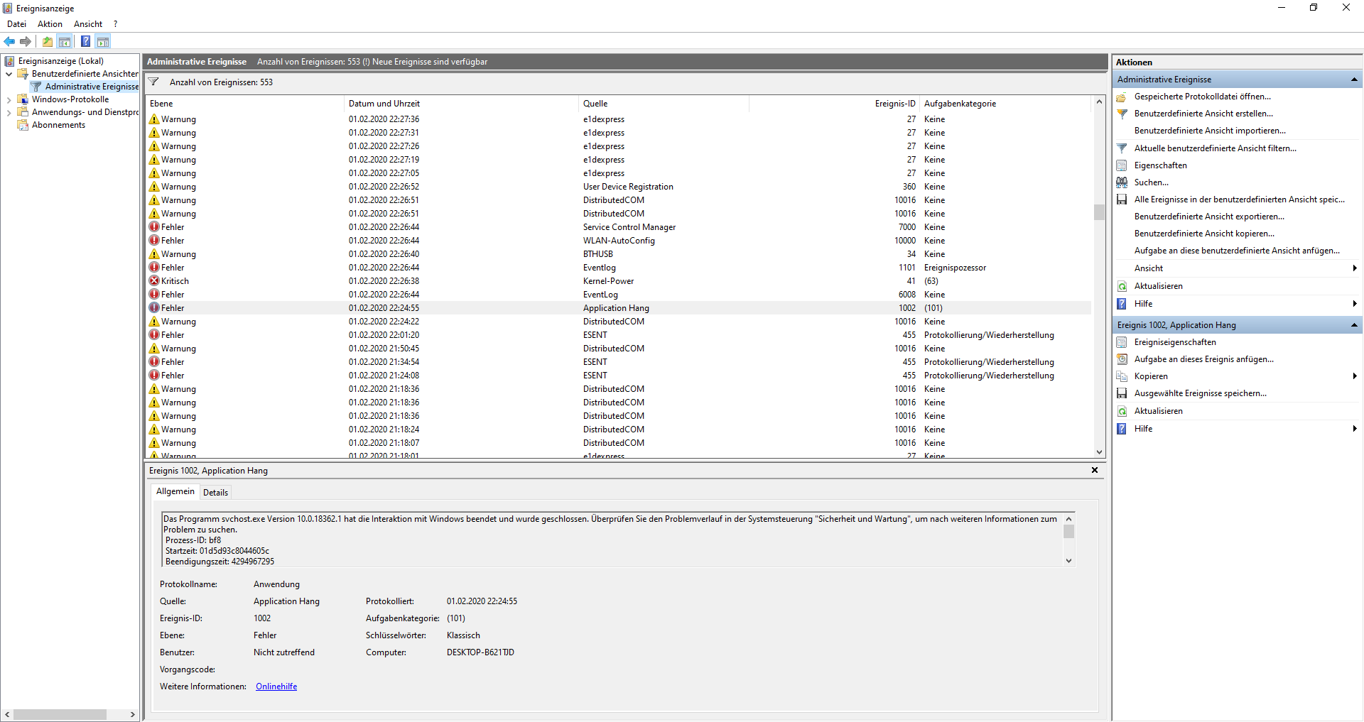 Pc nicht mehr richtig funktionsfähig svchost.exe hat die Interaktion mit Windows beendet...