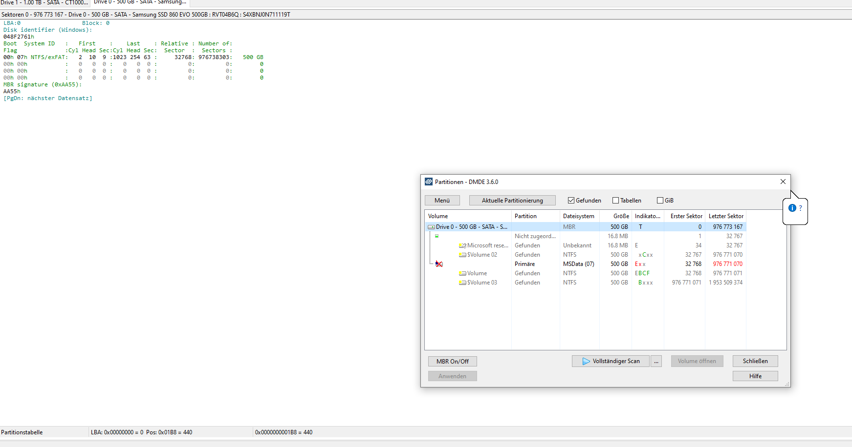Eine HDD und eine SSD verschwinden spontan