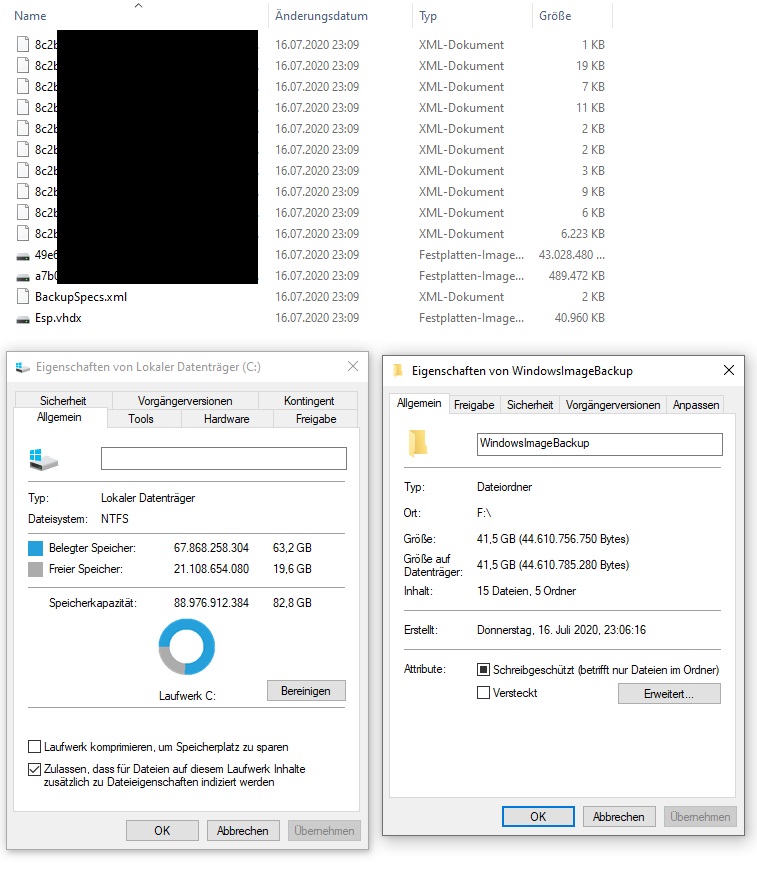 Win 10 1909 - Backup zu klein?