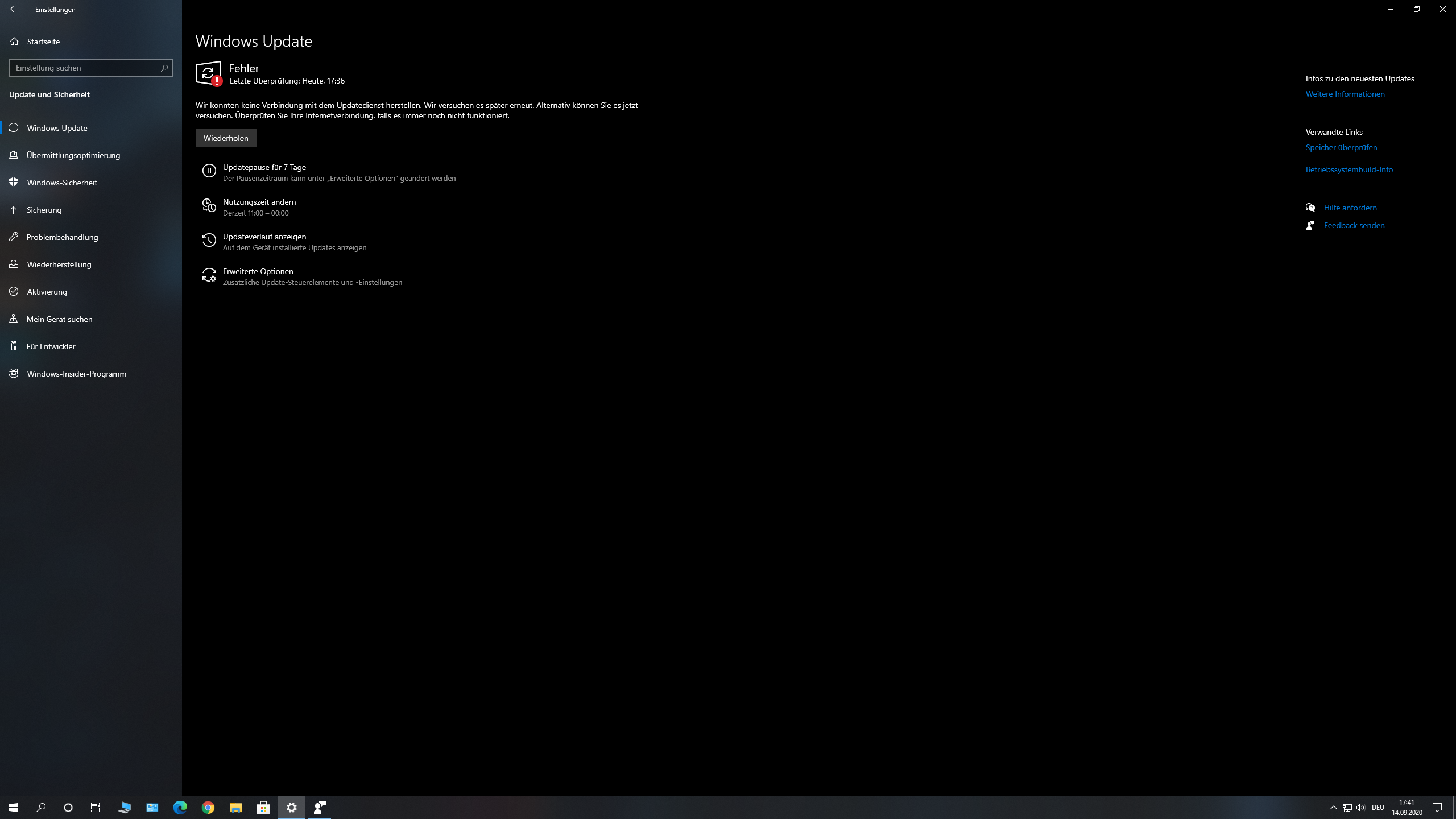 Windows-Update "Fehler!" - keine Verbindung zum Updatedienst
