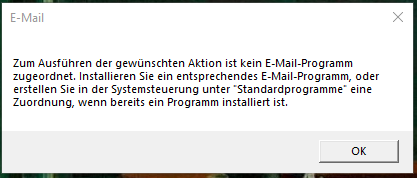 Zum Ausführen der gewünschten Aktion ist kein E-Mail-Programm zugeordnet...