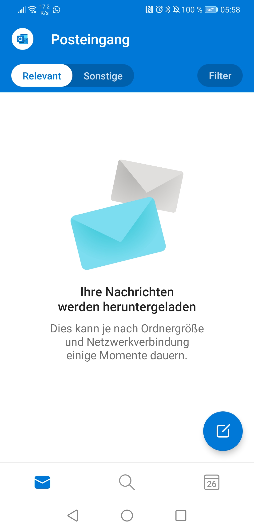 Outlook App Android synchronisiert nicht mehr/lädt keine Nachrichten mehr runter