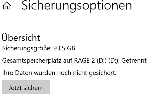 Dateiversionsverlauf meldet fälschlicherweise, dass Dateien noch nicht gesichert wurden.