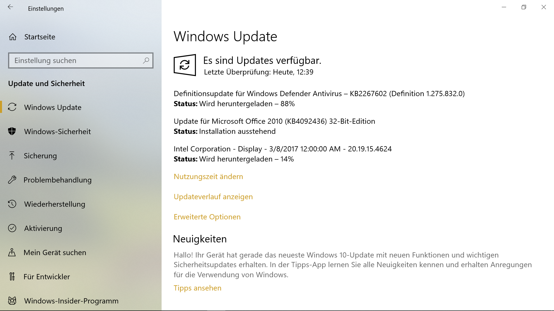 Windows Update für Intel