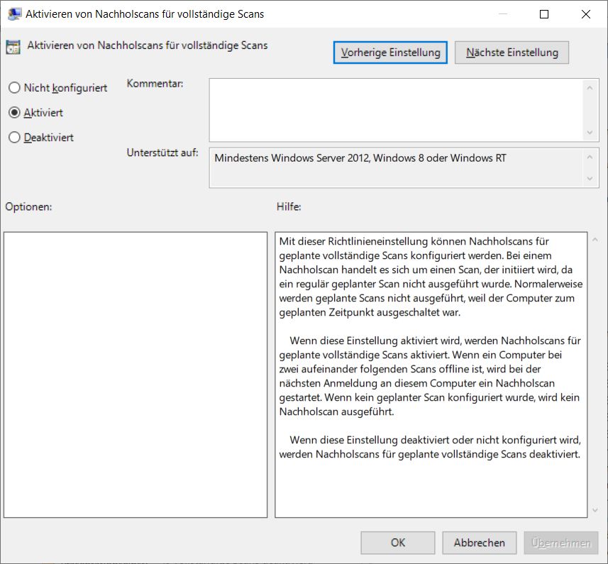 Windows Defender per Gruppenrichtlinien steuern funktioniert nicht